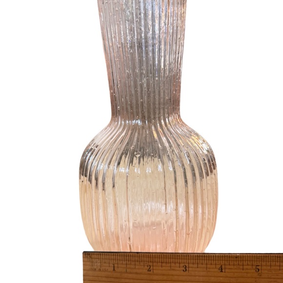 Pink ribbed bubble glass carafe - Picture 6 of 7